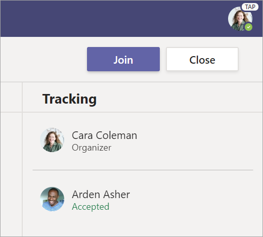 Изберете присъединяване, за да се присъедините към събранието.