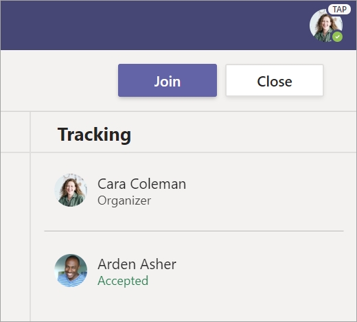 Изберете присъединяване, за да се присъедините към събранието.