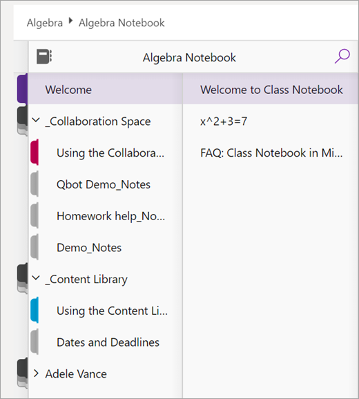 Раздели за бележник на класа на ученик